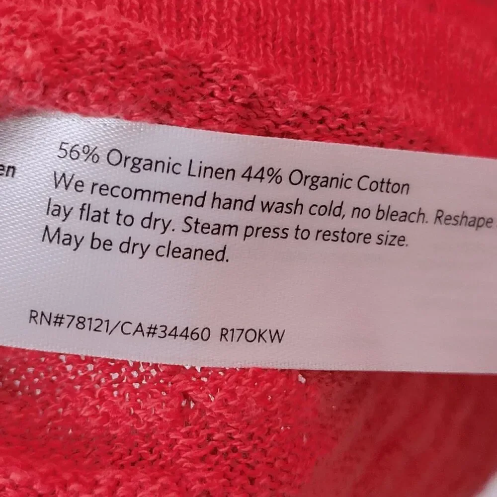 Eileen Fisher Lightweight Linen Cotton Knit Pullover Sweater Womens Red Size Lar - Picture 4 of 4